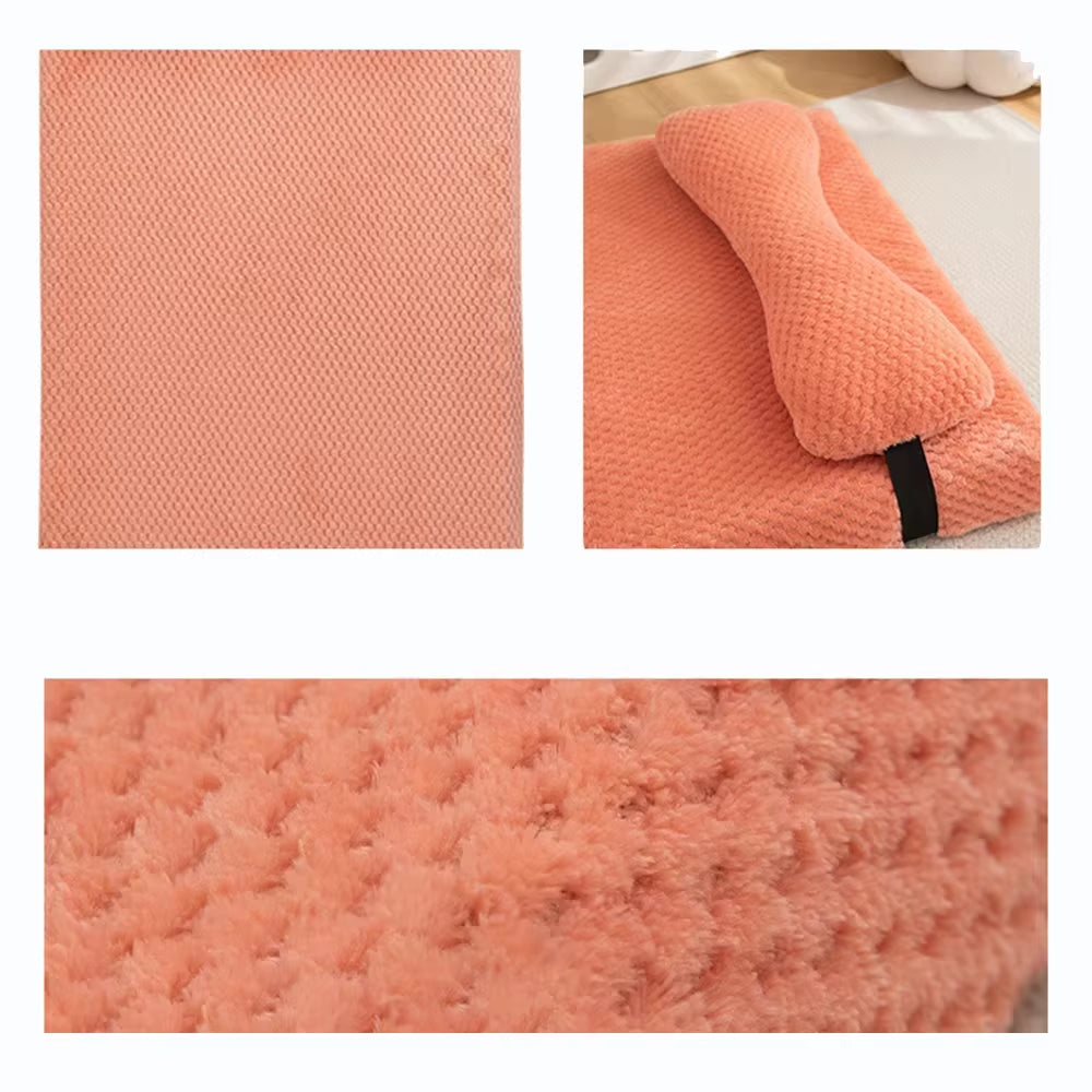 Warm Calming Dog Bed with Pillow Fluffy Plush Dog Mat for Dog with Removable Winter Cover for Large Medium Small Dogs and Cats