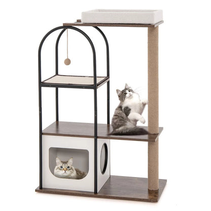 118 Cm Tall Cat Tree Tower with Metal Frame