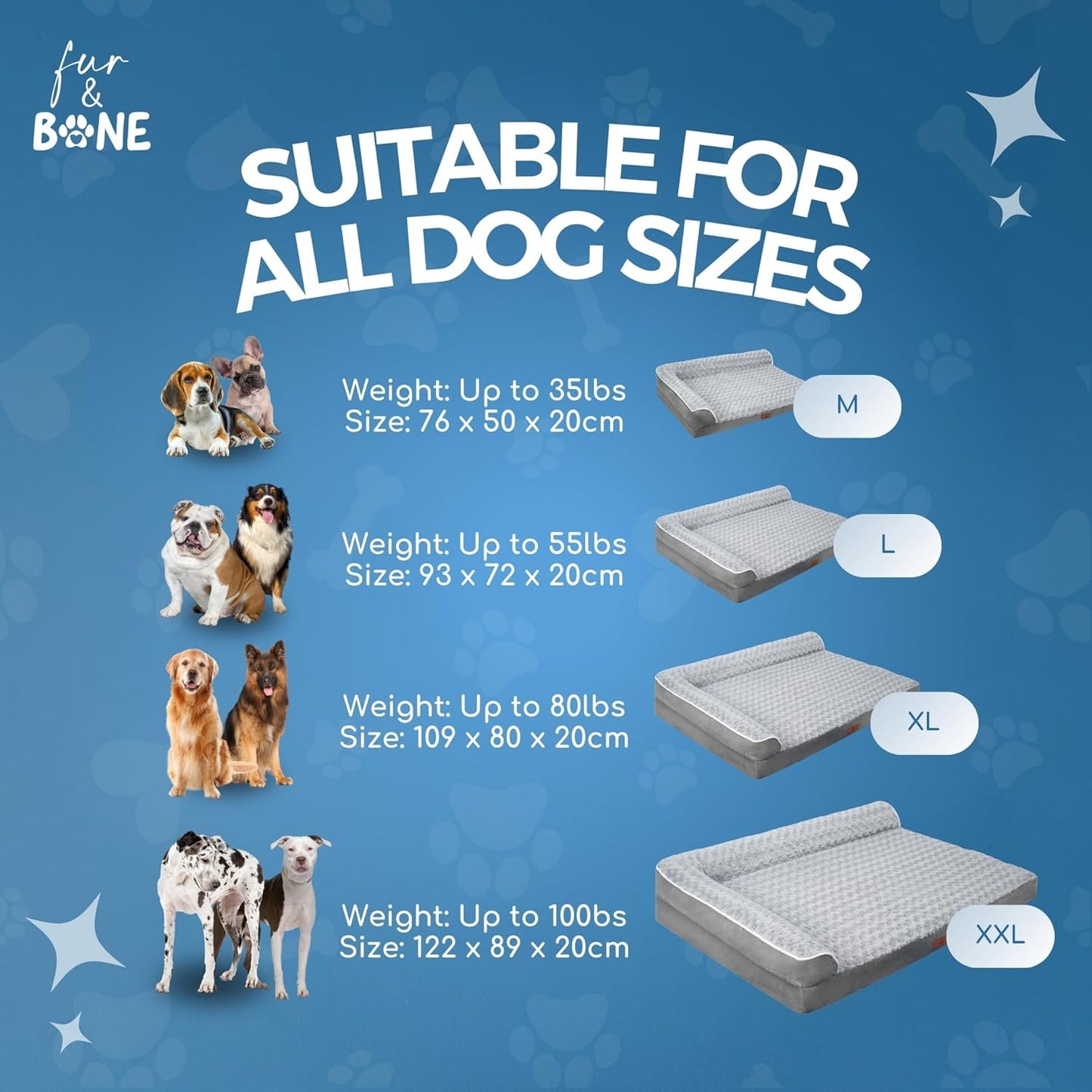 Fur & Bone Large Orthopedic Velvet Dog Bed with Egg Crate Foam