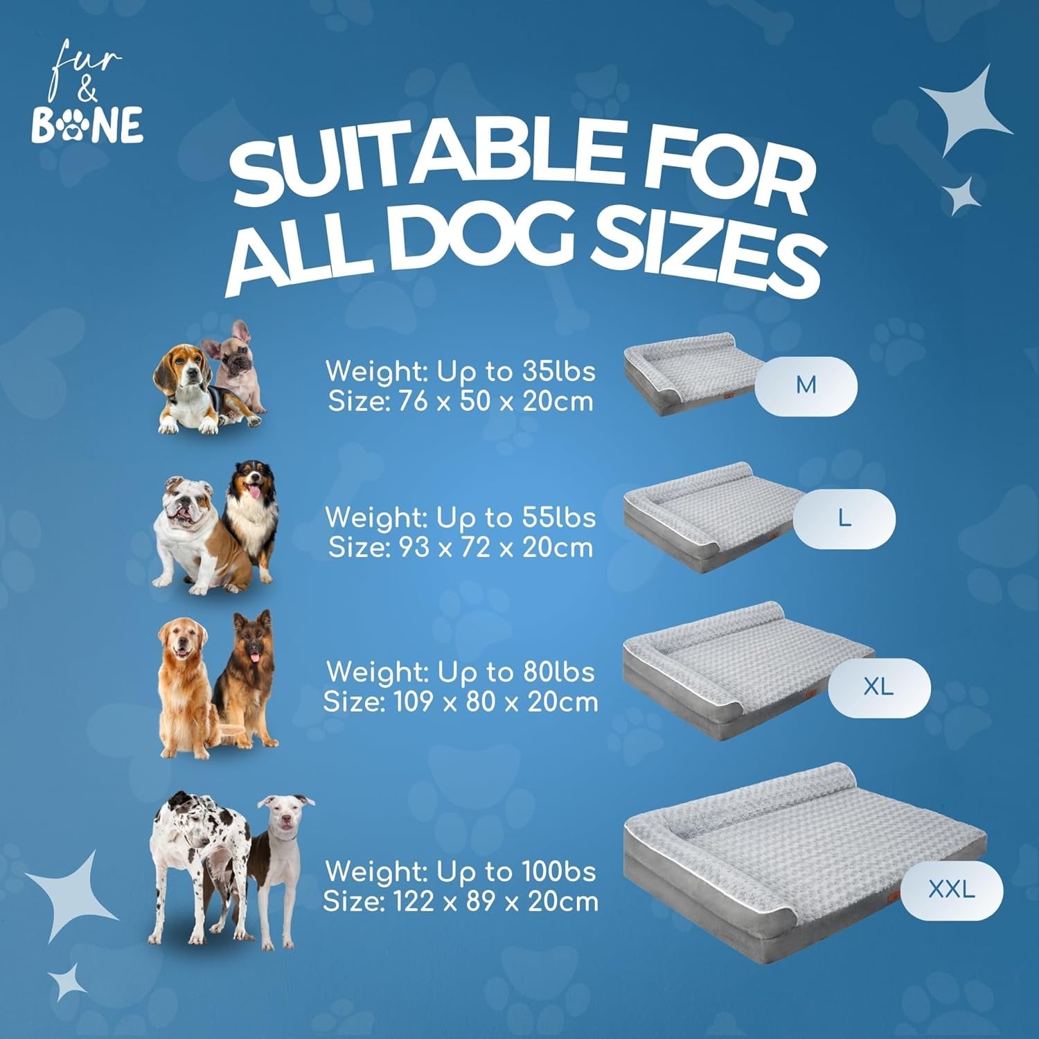 Fur & Bone Large Orthopedic Velvet Dog Bed with Egg Crate Foam