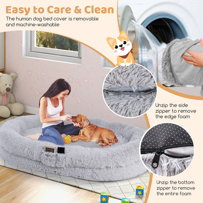 Premium Human Dog Bed with Plush Blanket and Comfort Pillow