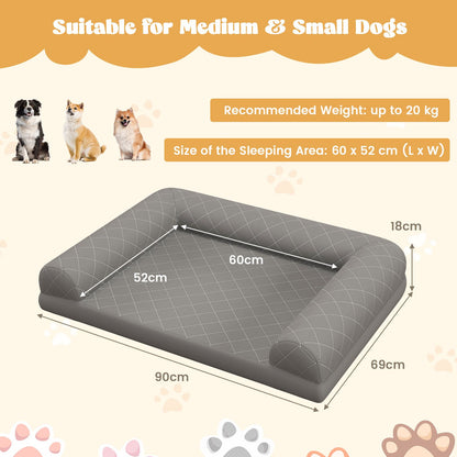 Orthopedic Egg-Foam Dog Crate Bed with Three-Sided Bolster