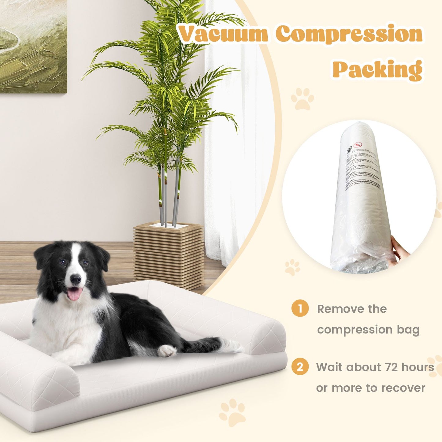 Orthopedic Egg-Foam Dog Crate Bed with Three-Sided Bolster