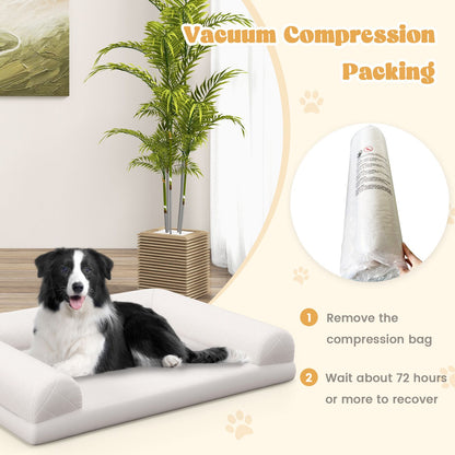 Orthopedic Egg-Foam Dog Crate Bed with Three-Sided Bolster