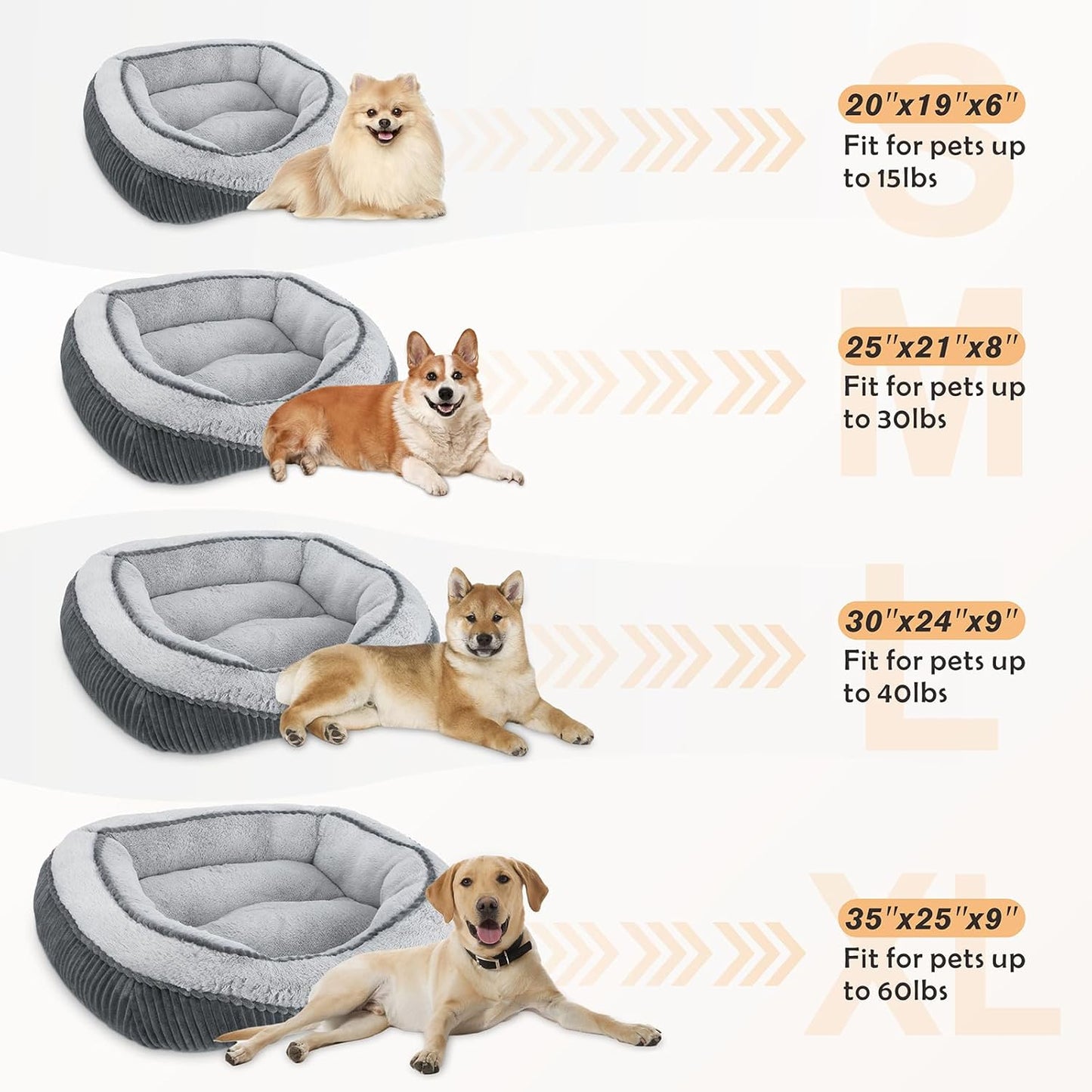 SIWA MARY Orthopedic Washable Pet Beds for Small, Medium, and Large Dogs and Cats