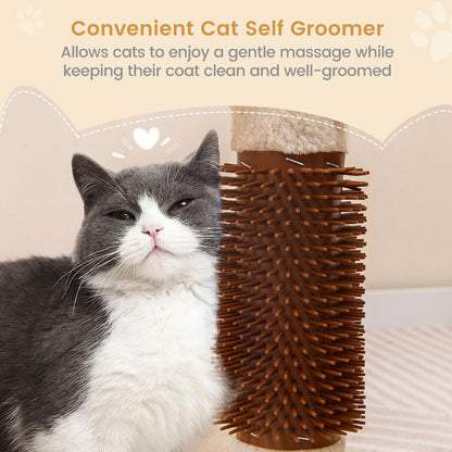 4 in 1 Cat Tree with Cat Self Groomer and Sisal Covered Scratching Post