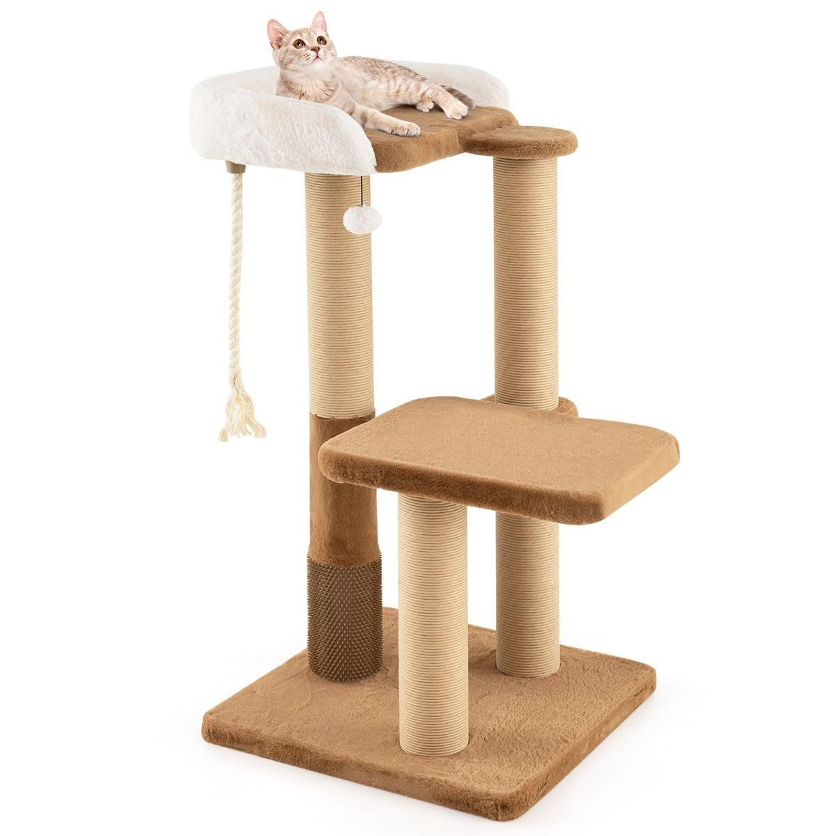 Indoor Cat Tree with Plush Perch, Scratching Posts, and Jumping Platform