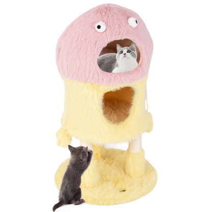 Cute Monster-Themed Cat Tower with 2 Private Condos