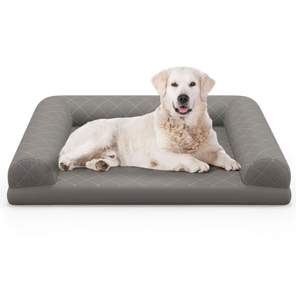 Orthopedic Egg-Foam Dog Crate Bed with Three-Sided Bolster