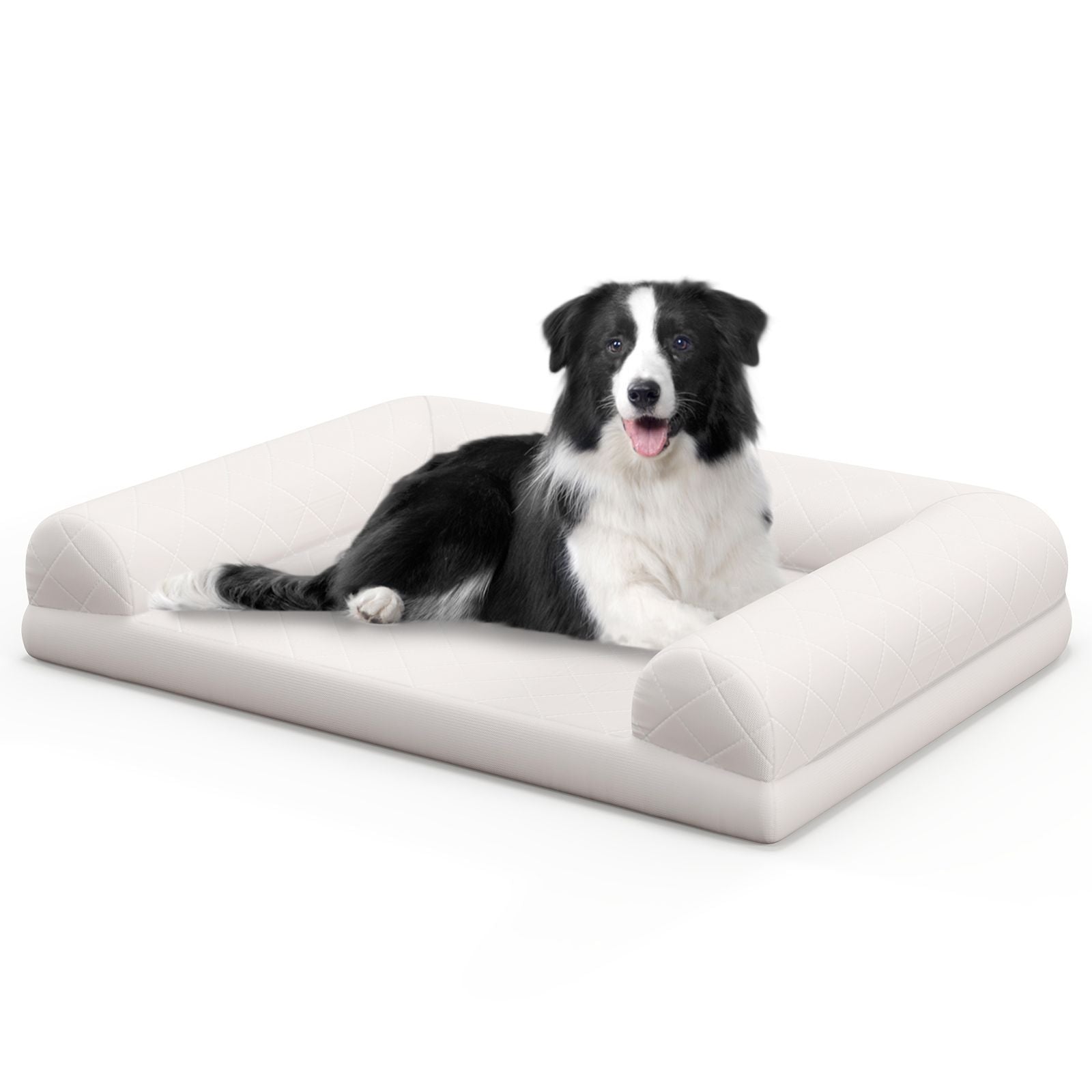 Orthopedic Egg-Foam Dog Crate Bed with Three-Sided Bolster
