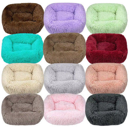 Luxury Dog Bed Square Dog Beds Long Plush Dog Mat Beds for Small Medium Large Dogs Supplies Pet Dog Calming Bed Washable Kennel