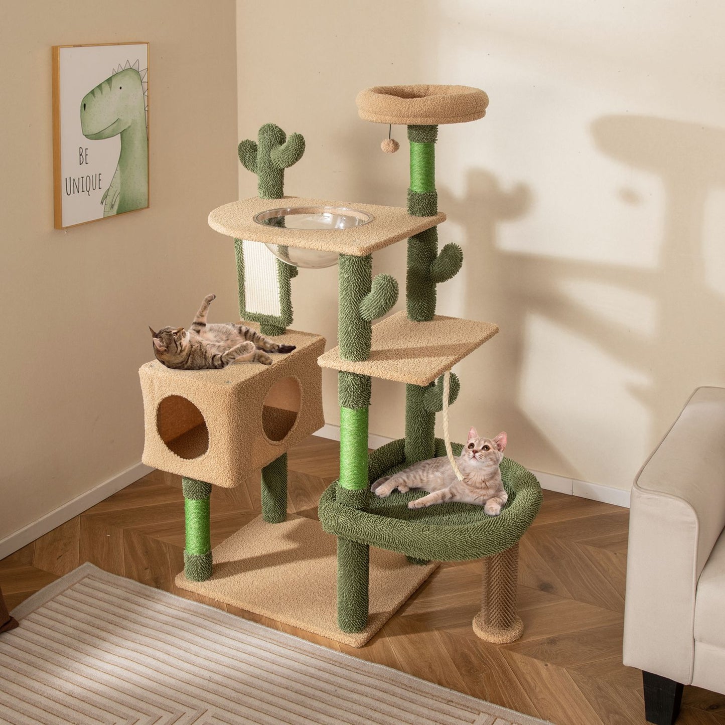 150 Cm Multi-Level Cactus Cat Tree for Indoor Cats