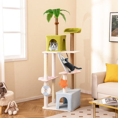 180 Cm Tall Cat Tree Multi-Level Aesthetic Beach-Themed Cat Tower