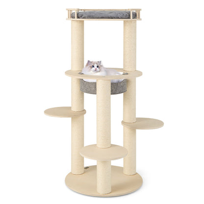 150CM Wooden Multi-Level Cat Tree with Top Perch and Hammock