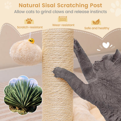 4 in 1 Cat Tree with Cat Self Groomer and Sisal Covered Scratching Post