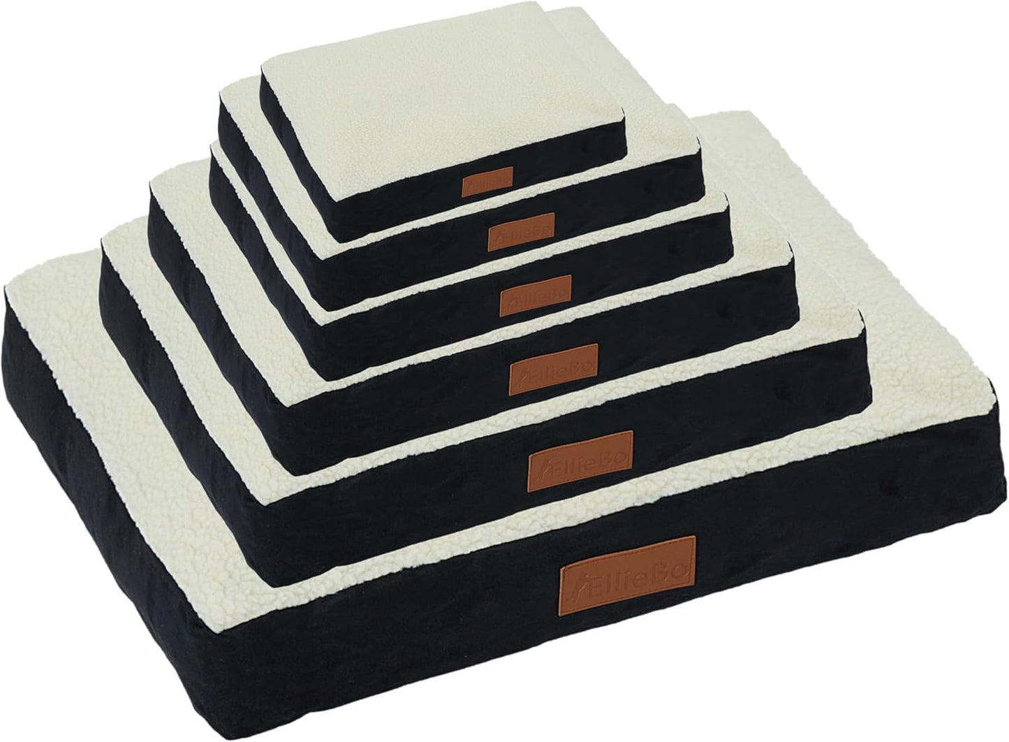 Ellie-Bo Small Dog Bed for 24-Inch Crate - Black Faux Suede and Sheepskin