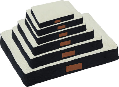 Ellie-Bo Small Dog Bed for 24-Inch Crate - Black Faux Suede and Sheepskin