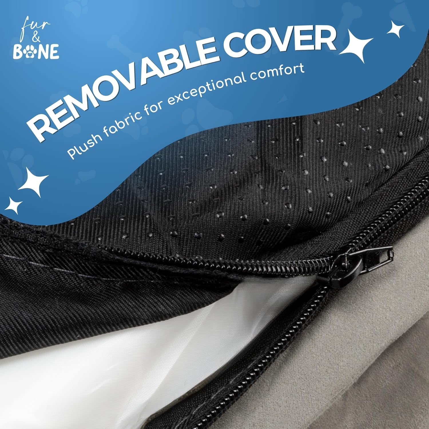 Fur & Bone Orthopedic Large Dog Bed (88 x 64 x 20 cm) with Soft Cushion