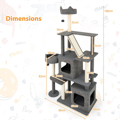 180CM Tall Cat Tree Multi-Level Large Cat Tower with Scratching Posts
