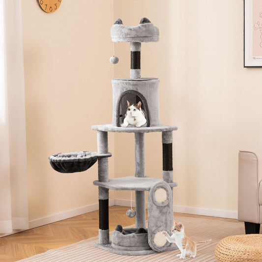 Multi-Level Large Cat Tree with Sisal Scratching Posts and Board Condo