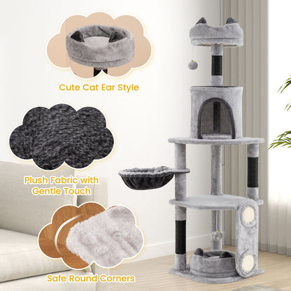 Multi-Level Large Cat Tree with Sisal Scratching Posts and Board Condo