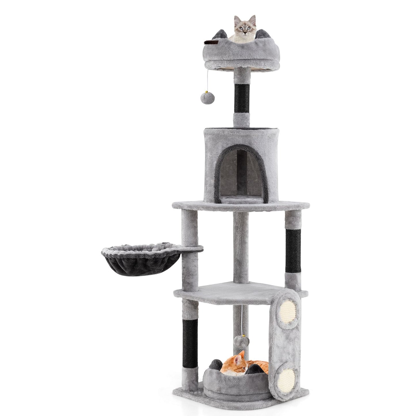 Multi-Level Large Cat Tree with Sisal Scratching Posts and Board Condo