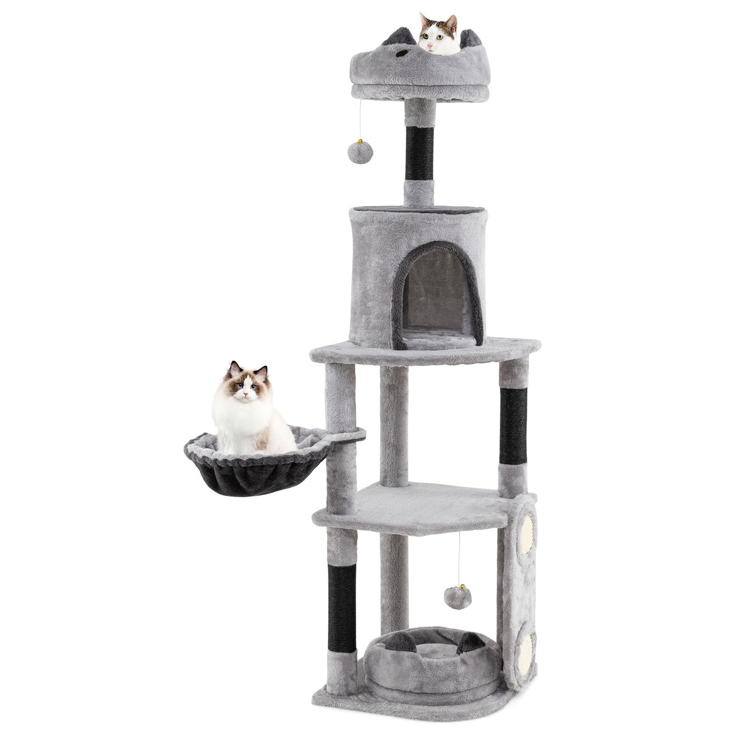 Multi-Level Large Cat Tree with Sisal Scratching Posts and Board Condo