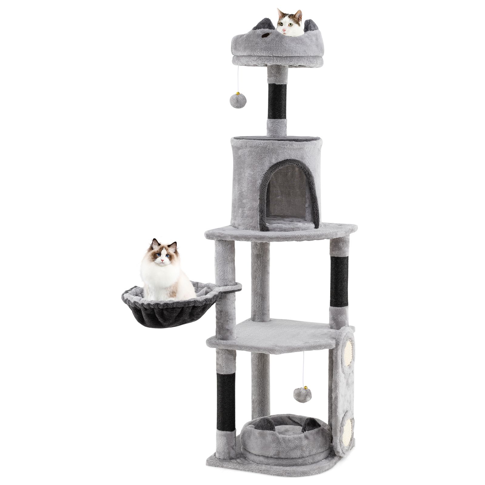 Multi-Level Large Cat Tree with Sisal Scratching Posts and Board Condo