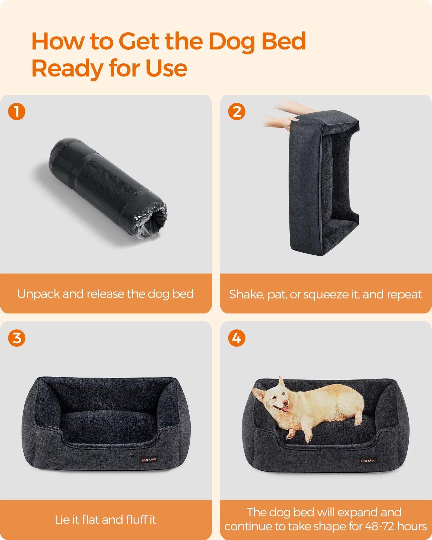 Linen-Style Dog Bed Sofa with Raised Edges, Non-Slip Base, Removable and Washable Cover, 90 x 75 x 25 cm