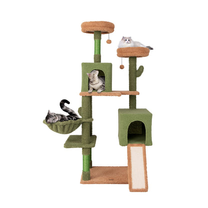 160 Cm Multi-Level Cactus Cat Tree for Indoor Cats with Scratching Posts