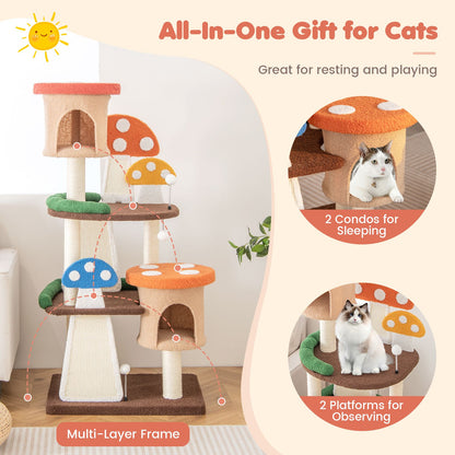 4-In-1 Cat Tree Multi-Layer Cat Tower with 2 Condos and Platforms