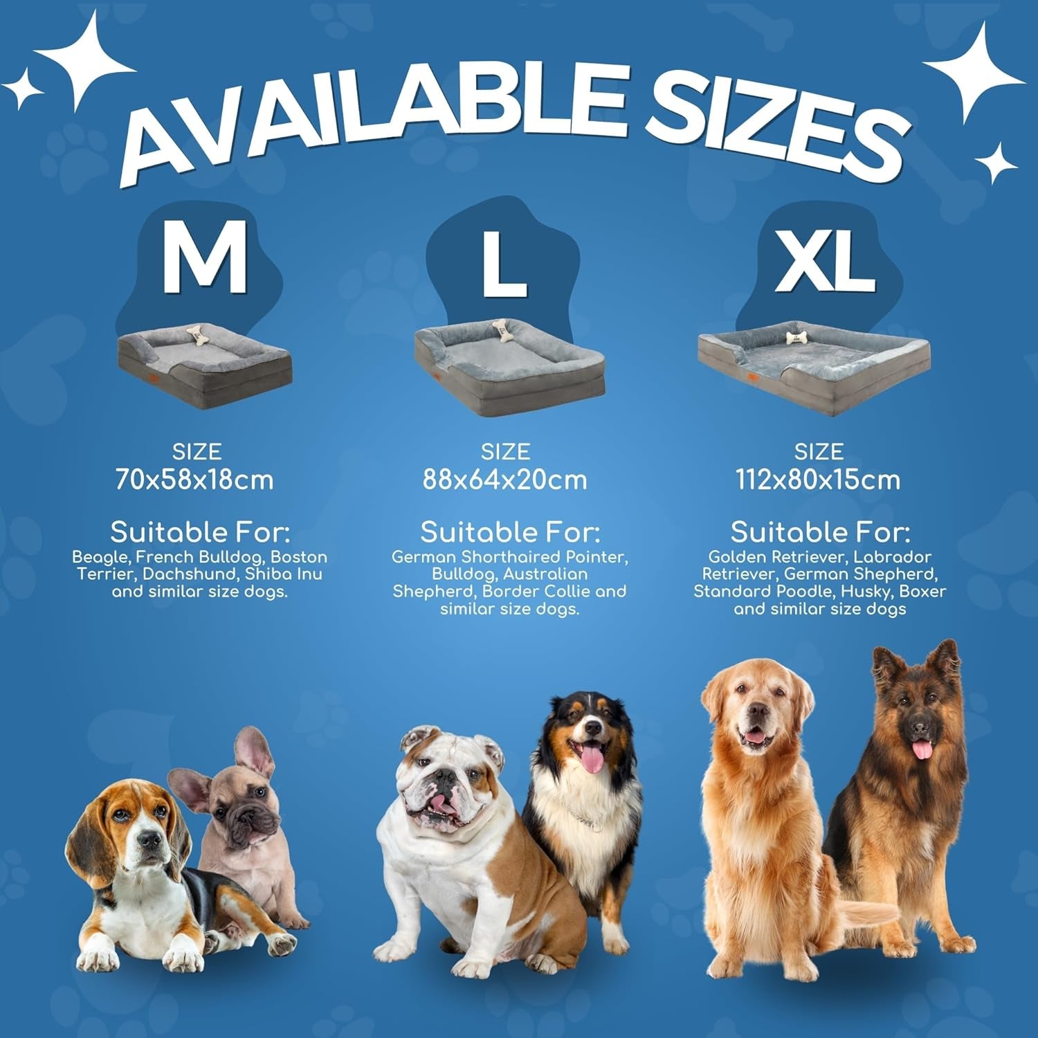 Fur & Bone Orthopedic Large Dog Bed (88 x 64 x 20 cm) with Soft Cushion