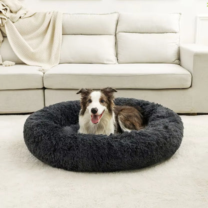 Luxury Round Dog Bed for Large Breeds - Ultra-Soft Plush Cat and Dog House for Medium Dogs - Winter Warm Sleeping Solution