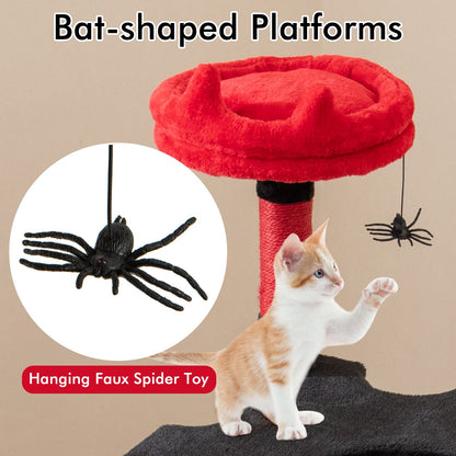 Gothic Cat Tree for Indoor Cats Large Cat Tower with Plush Perch