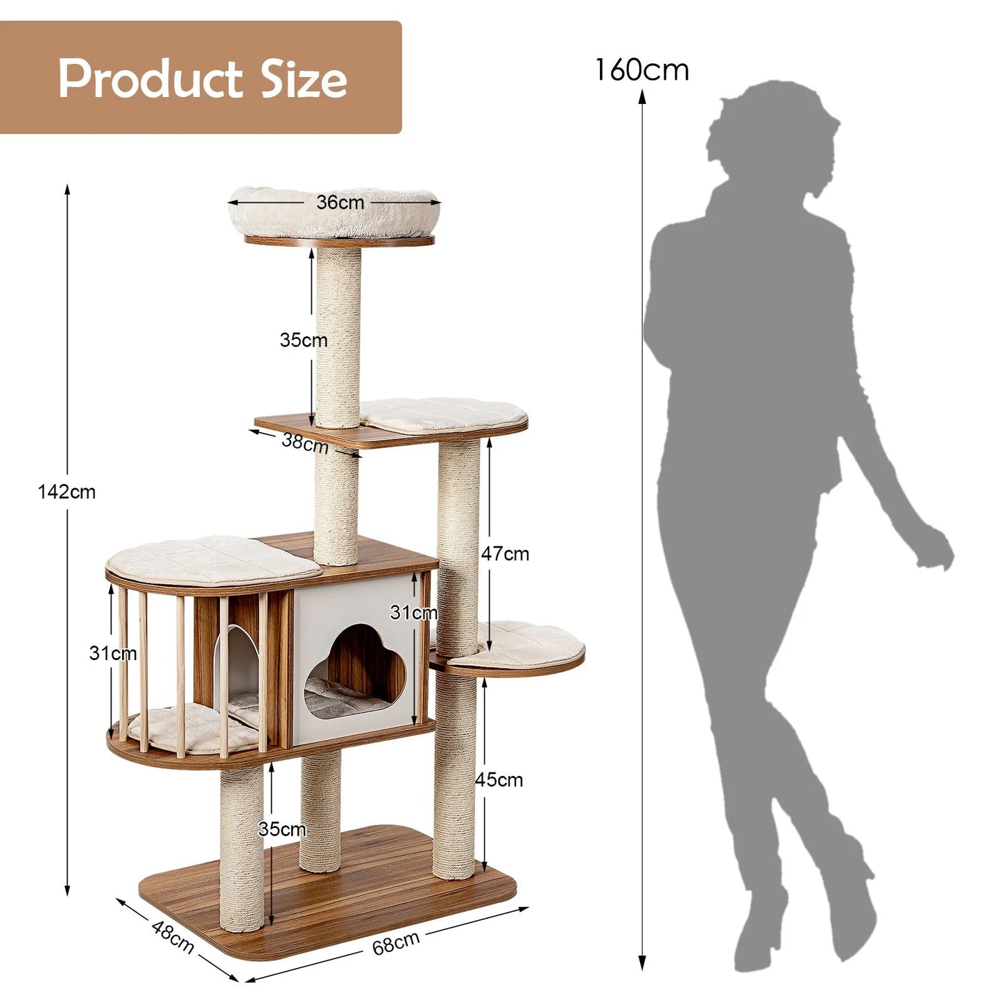 Cat Tree for Indoor Cats with Padded Plush Perch