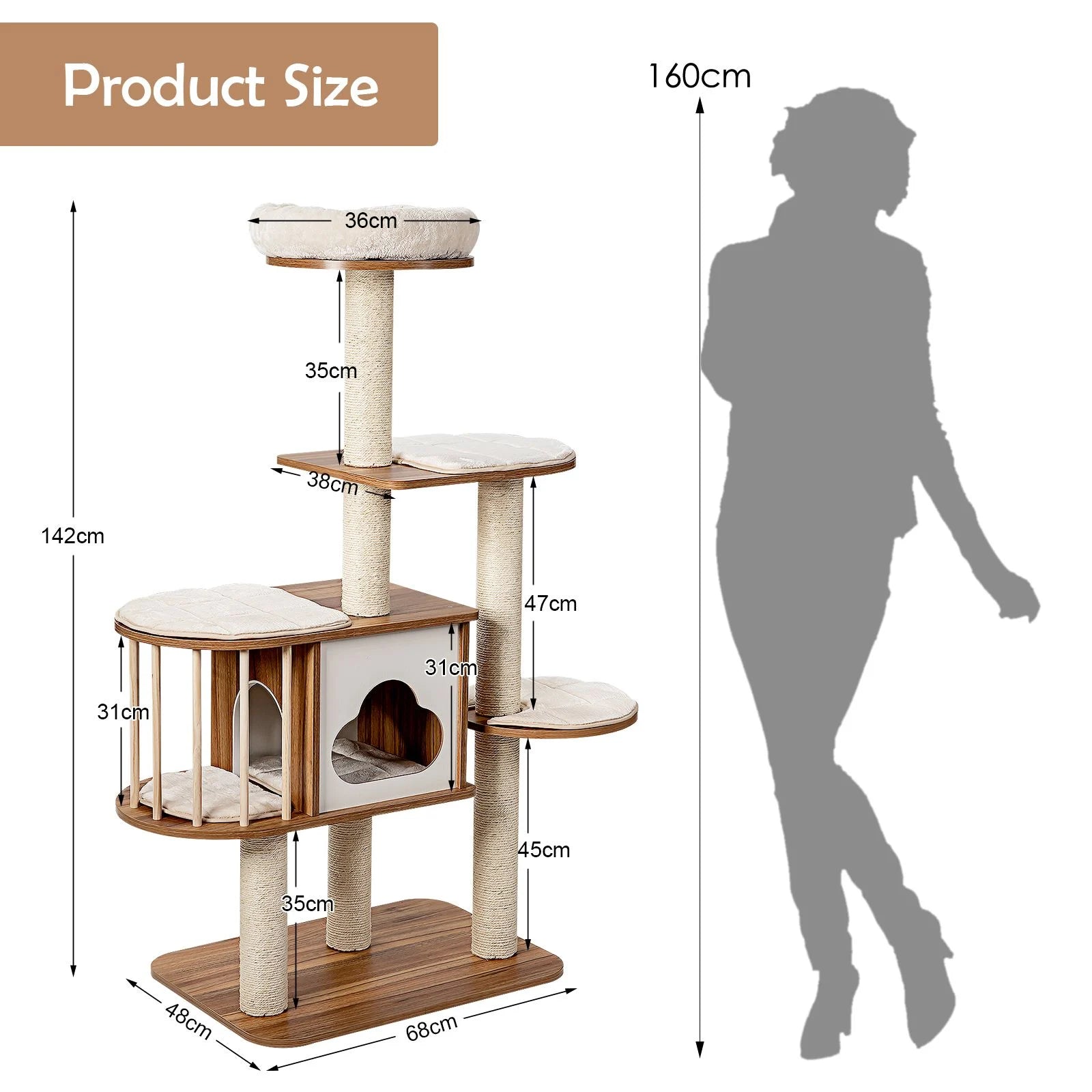 Cat Tree for Indoor Cats with Padded Plush Perch