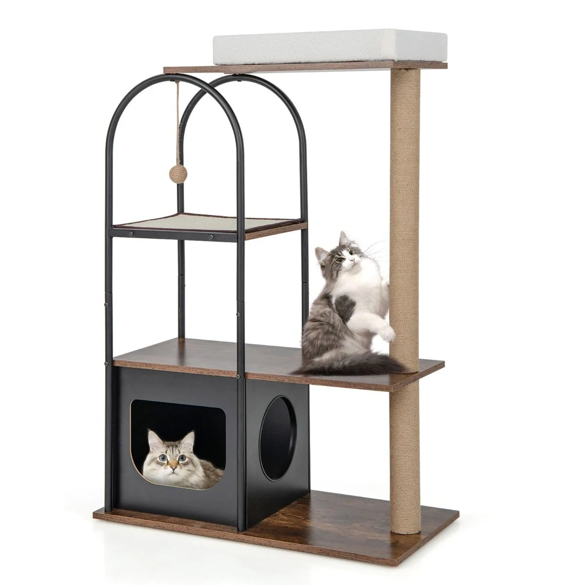 118 Cm Tall Cat Tree Tower with Metal Frame