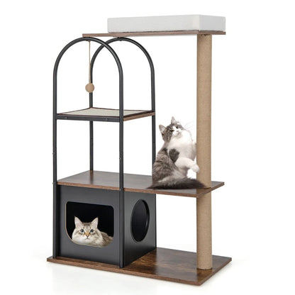 118 Cm Tall Cat Tree Tower with Metal Frame
