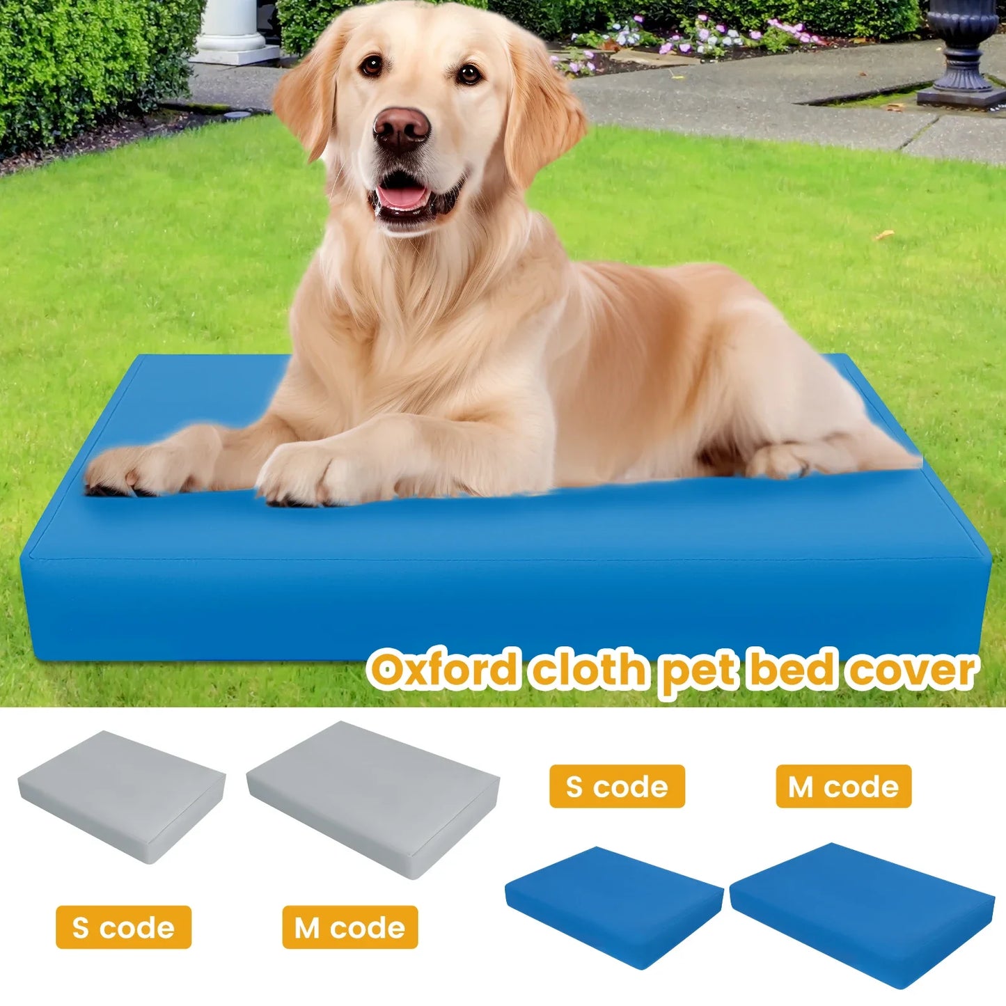 Waterproof Oxford Cloth Dog Bed Cover with Zipper - Removable and Washable Liner for Small/Medium Pets