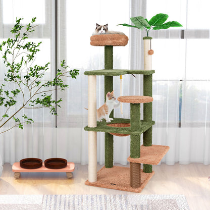 152Cm Cute Cat Tree with Sisal Scratching Posts and Rope, Plush Perch