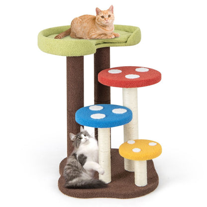 3-In-1 Cat Tree with 3 Full-Wrapped Sisal Posts and Removable Mat & Platforms