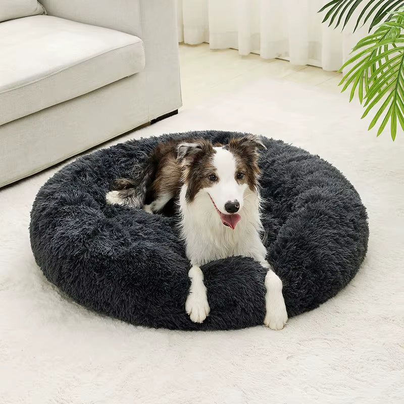 Luxury Round Dog Bed for Large Breeds - Ultra-Soft Plush Cat and Dog House for Medium Dogs - Winter Warm Sleeping Solution