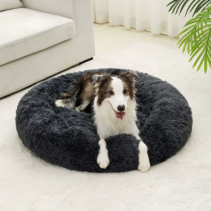 Luxury Round Dog Bed for Large Breeds - Ultra-Soft Plush Cat and Dog House for Medium Dogs - Winter Warm Sleeping Solution