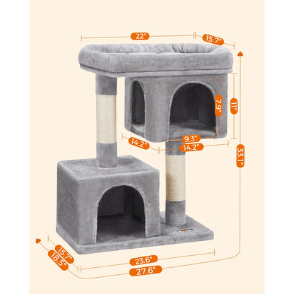 Cat Tree, 84 Cm Cat Tower,Cat Condo for Large Cats up to 7 Kg,2 Cat Caves, Scratching Post