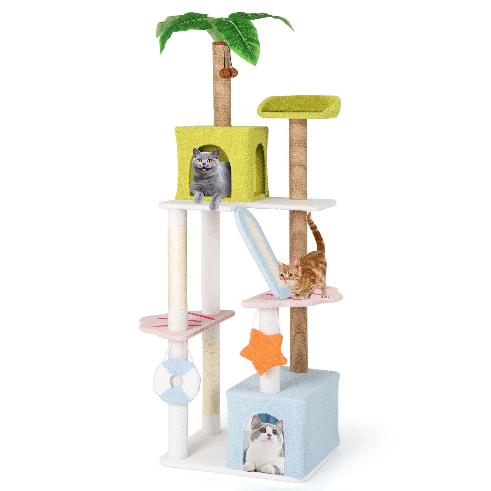 180 Cm Tall Cat Tree Multi-Level Aesthetic Beach-Themed Cat Tower