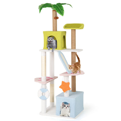 180 Cm Tall Cat Tree Multi-Level Aesthetic Beach-Themed Cat Tower