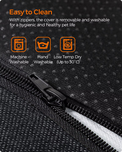 Linen-Style Dog Bed Sofa with Raised Edges, Non-Slip Base, Removable and Washable Cover, 90 x 75 x 25 cm