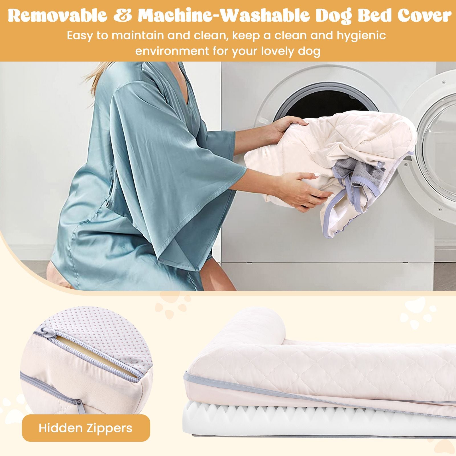 Orthopedic Egg-Foam Dog Crate Bed with Three-Sided Bolster