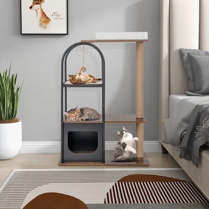118 Cm Tall Cat Tree Tower with Metal Frame