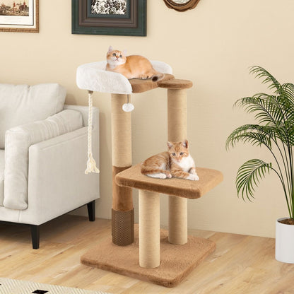Indoor Cat Tree with Plush Perch, Scratching Posts, and Jumping Platform